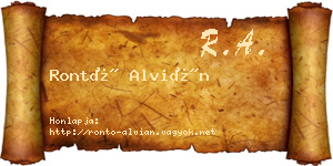Rontó Alvián névjegykártya